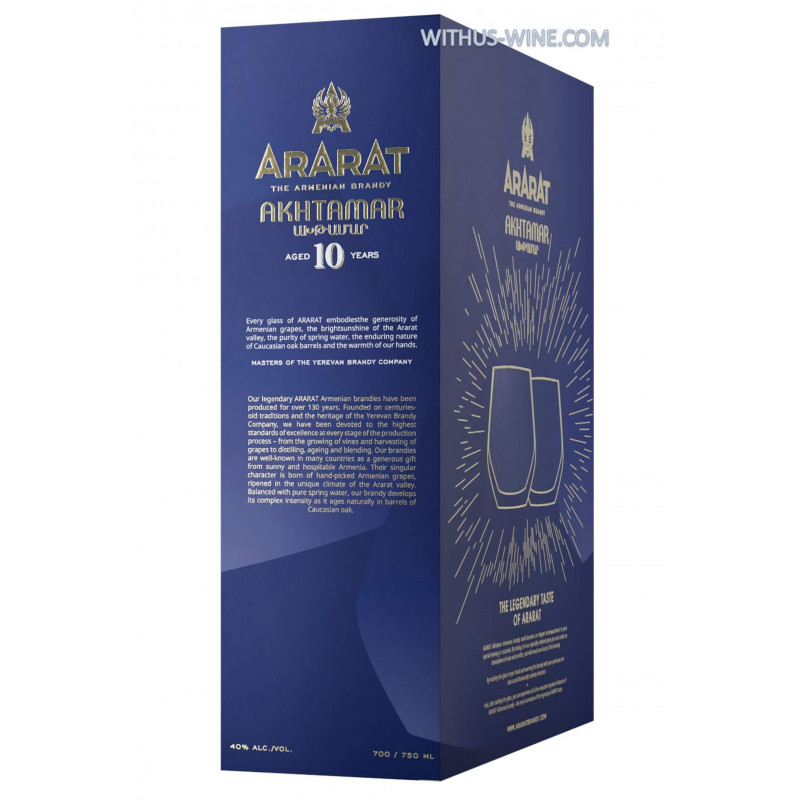 ARARAT AKHTAMAR Brandy 10 ans 700ml + 2 verres,...